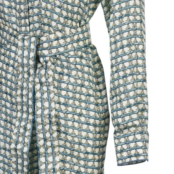 MaxMara Cupid Vampata Monogram Silk Button Front Belted Shirt Dress Size Small - Picture 6 of 15